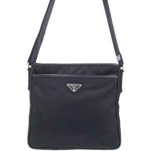 Prada ReNylon Saffiano Leather shoulder Messenger Crossbody bag Black